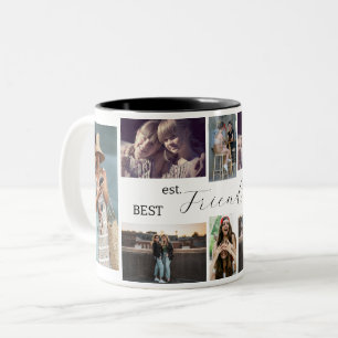 Beste Freunde 4-Ever – 8-Foto-Collage-Tasse Zweifarbige Tasse