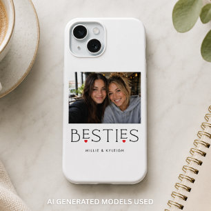 Beste Freunde Bestie Herz-Typografie-Foto iPhone 15 Hülle