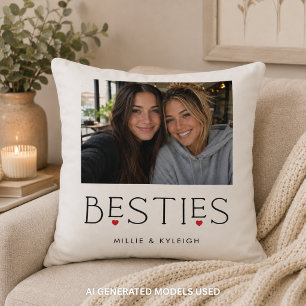 Beste Freunde Bestie Herz-Typografie-Foto Kissen