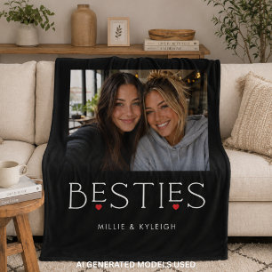 Beste Freunde Bestie Herz-Typografie Schwarzes Fot Fleecedecke