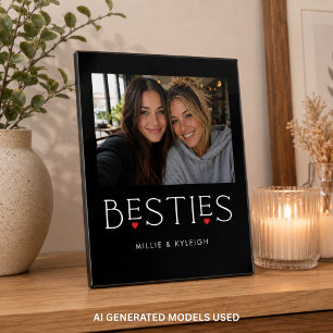 Beste Freunde Bestie Herz-Typografie Schwarzes Fot Fotoplatte