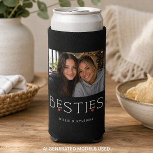 Beste Freunde Bestie Herz-Typografie Schwarzes Fot Selters Dosenkühler