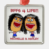 Beste Freunde BFFS oder Schwestern Cartoon CUSTOM Ornament Aus Metall (Vorne)
