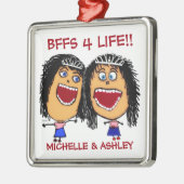 Beste Freunde BFFS oder Schwestern Cartoon CUSTOM Ornament Aus Metall (Links)