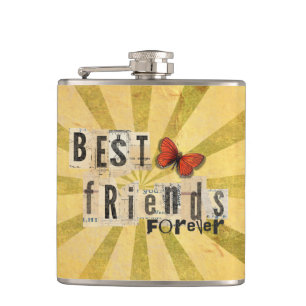 Beste Freunde Collage Wort Ausschnitt Vintage Schm Flachmann