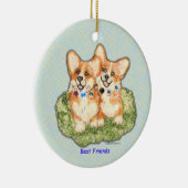 "Beste Freunde" Corgi-Verzierung Keramik Ornament (Rechts)