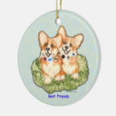 "Beste Freunde" Corgi-Verzierung Keramik Ornament (Links)