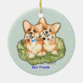 "Beste Freunde" Corgi-Verzierung Keramik Ornament (Hinten)