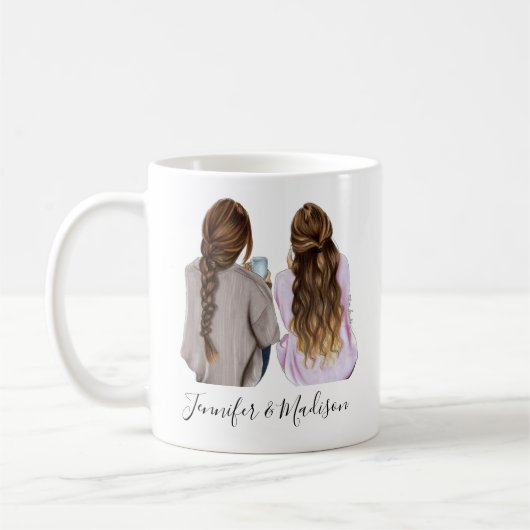 Beste Freunde Custom Haar BFF Besties Freundschaft Kaffeetasse (Links)