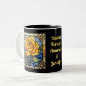 Beste Freunde des Gelben Rosenglases Zweifarbige Tasse (Vorderseite Links)