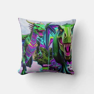 Beste Freunde - Drache und Dinosaurier beim Spazie Kissen