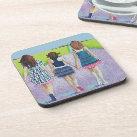 Beste Freunde - drei Mädchen Untersetzer (Linke Seite)