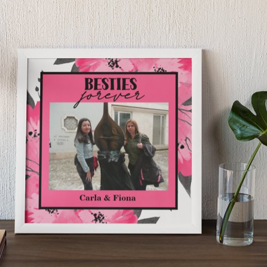 Beste Freunde Ein Foto Geschenk Pink Poster