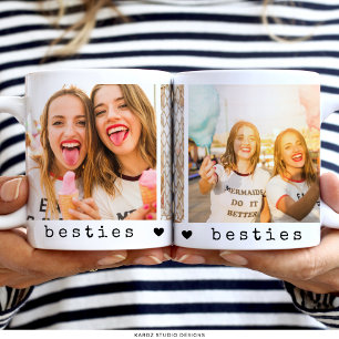Beste Freunde Foto-Collage Besties Freundschaft Zweifarbige Tasse
