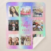 Beste Freunde Foto Collage holografisch rosa lila Sherpadecke (Vorderseite)