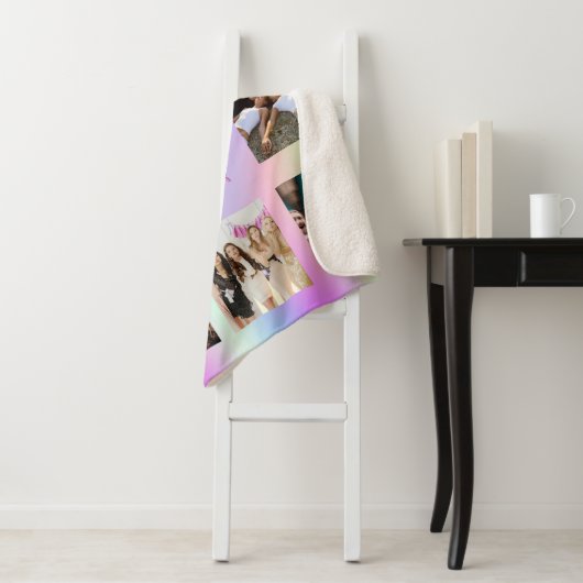 Beste Freunde Foto Collage holografisch rosa lila Sherpadecke (Beispiel)