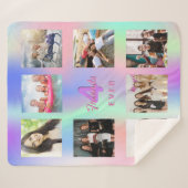 Beste Freunde Foto Collage holografisch rosa lila Sherpadecke (Vorderseite (Horizontal))