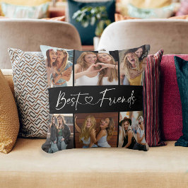 Beste Freunde Foto-Collage Moderne Schrift Herz Kissen