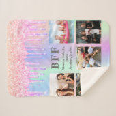 Beste Freunde Foto Collage Regenbogen Glitzer pink Sherpadecke (Vorderseite (Horizontal))