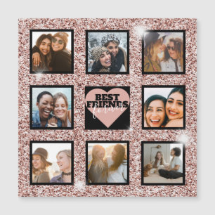 BESTE FREUNDE Foto Collage Roségold Magnetkarte