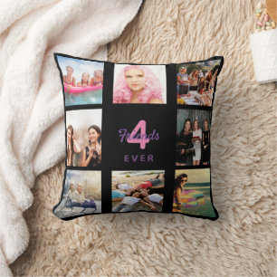 Beste Freunde Foto Collage schwarz pink Kissen
