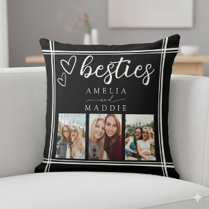 Beste-Freunde-Foto-Collage Schwarz-Weiß Kissen