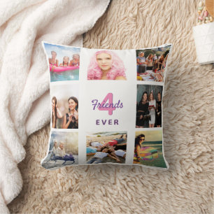 Beste Freunde Foto Collage weiß pink Kissen