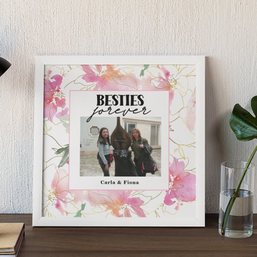 Beste Freunde FOTO Gift Pink Poster