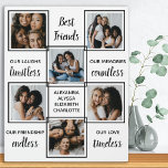 Beste Freunde Freundschaft Geschenk Einzigartiges  Fotoplatte<br><div class="desc">Feiern Sie Ihre besten Freunde mit einer maßgeschneiderten Collage-Plakette in Schwarz-Weiß-Design. Dieser einzigartige, beste Freund-Plakat-Sake ist das perfekte Geschenk, ob Geburtstag oder Weihnachten. Wir hoffen, dass Ihre besondere Freundschaftsplakette für viele Jahre zu einem wertvollen Sake wird. . Zitat " Die besten Freunde ... Unsere Lachen sind grenzenlos, unsere Erinnerungen zahllos,...</div>