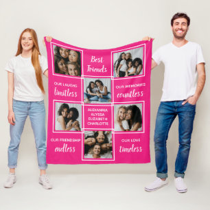 Beste Freunde Freundschaftsgedicht Rosa Fotocollag Fleecedecke