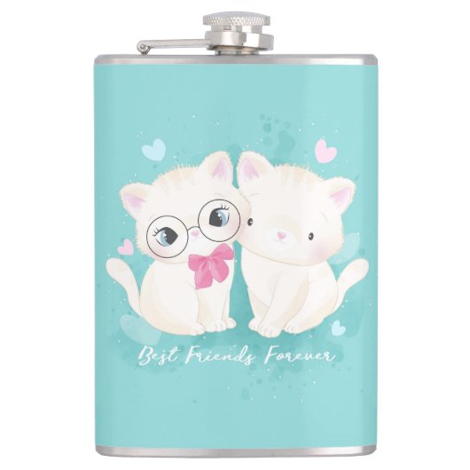 Beste Freunde für alle Katzen Flachmann (Vorderseite)