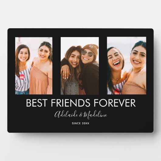Beste Freunde für immer 3 Foto Collage Geschenk Fotoplatte (Vorderseite)