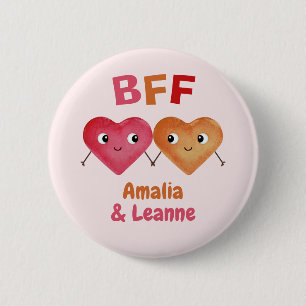 Beste Freunde für immer BFF süße Herz Paar Sticker Button