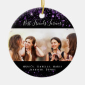 Beste Freunde für immer Foto schwarzer lila Glitze Keramik Ornament (Vorne)