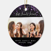 Beste Freunde für immer Foto schwarzer lila Glitze Keramik Ornament (Links)