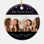 Beste Freunde für immer Foto schwarzer lila Glitze Keramik Ornament (Hinten)