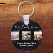 Beste Freunde für immer Foto schwarzer lila Glitze Schlüsselanhänger (Rückseite)