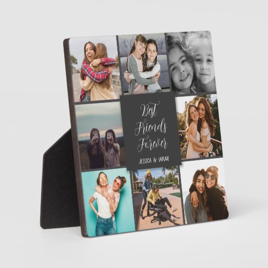 Beste Freunde für immer graues Foto handgeschriebe Fotoplatte (Vorderseite)