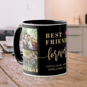 Beste Freunde für immer moderne Foto-Collage-Namen Tasse