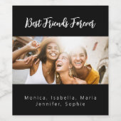 Beste Freunde für immer schwarzes Foto Weinetikett (Einzelnes Label)