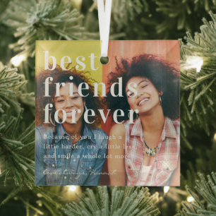 Beste Freunde für immer   Zitat & Foto-Geschenk Ornament Aus Glas