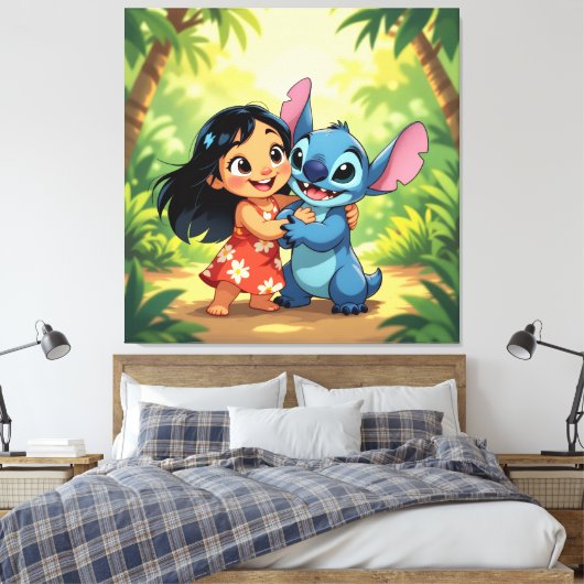 Beste Freunde fürs Leben – Lilo & Stitch1 Leinwanddruck (Insitu (Schlafzimmer))