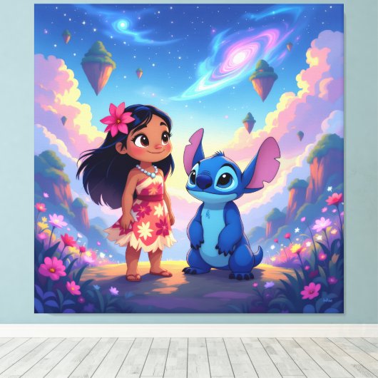 Beste Freunde fürs Leben – Lilo & Stitch1 Leinwanddruck (Insitu (Holzboden))