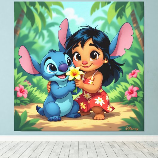 Beste Freunde fürs Leben – Lilo & Stitch1 Leinwanddruck (Insitu (Holzboden))