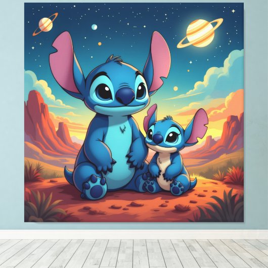Beste Freunde fürs Leben – Lilo & Stitch1 Leinwanddruck (Insitu (Holzboden))