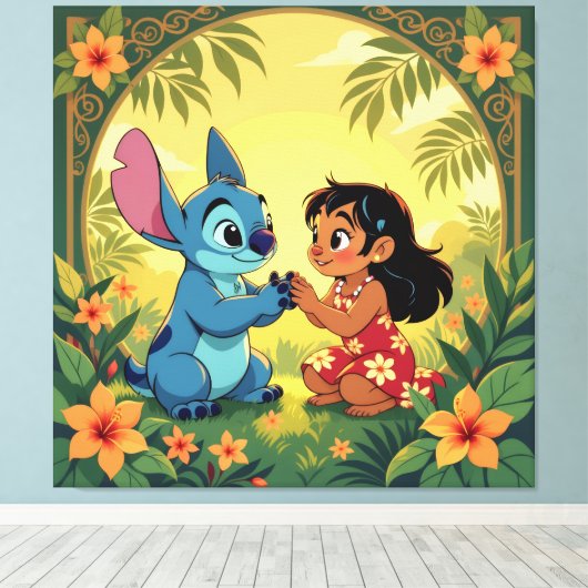 Beste Freunde fürs Leben – Lilo & Stitch1 Leinwanddruck (Insitu (Holzboden))