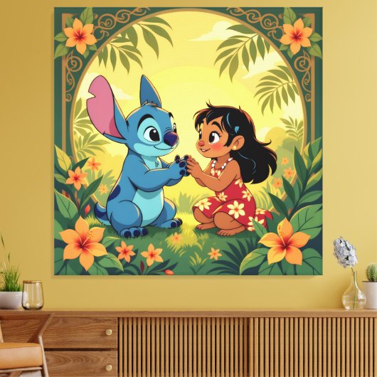 Beste Freunde fürs Leben – Lilo & Stitch1 Leinwanddruck (Insitu (Wohnzimmer))