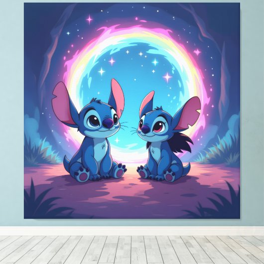Beste Freunde fürs Leben – Lilo & Stitch1 Leinwanddruck (Insitu (Holzboden))