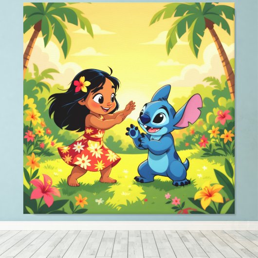 Beste Freunde fürs Leben – Lilo & Stitch1 Leinwanddruck (Insitu (Holzboden))