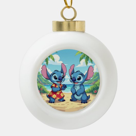 Beste Freunde fürs Leben – Lilo & Stitch Keramik Kugel-Ornament (Vorderseite)